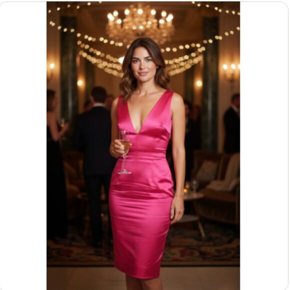 Vintage D&G Dolce & Gabbana Pink Cocktail Sleeveless Deep Plunge Dress, Size 4 - Picture 15 of 16